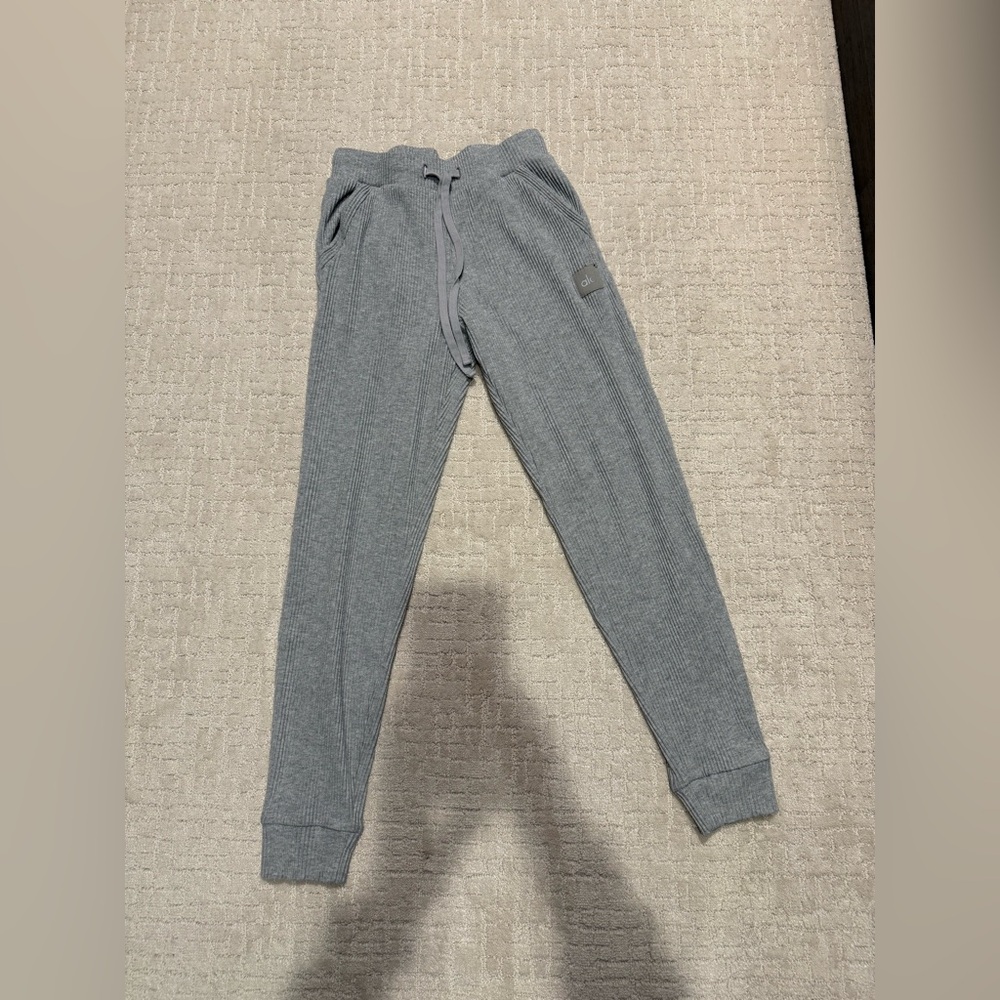 Alo Grey Ribbed Joggers - Picture 2 of 5